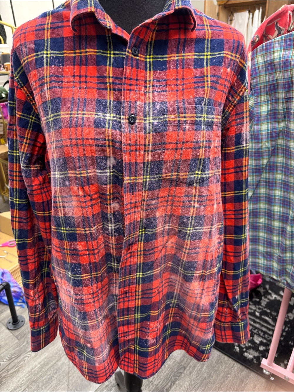 Upcycled- Dolly on a Flannel w acid wash - Picture 4 of 6